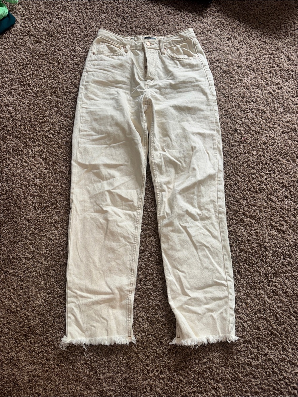 Women's High-Rise Cream Straight Jeans